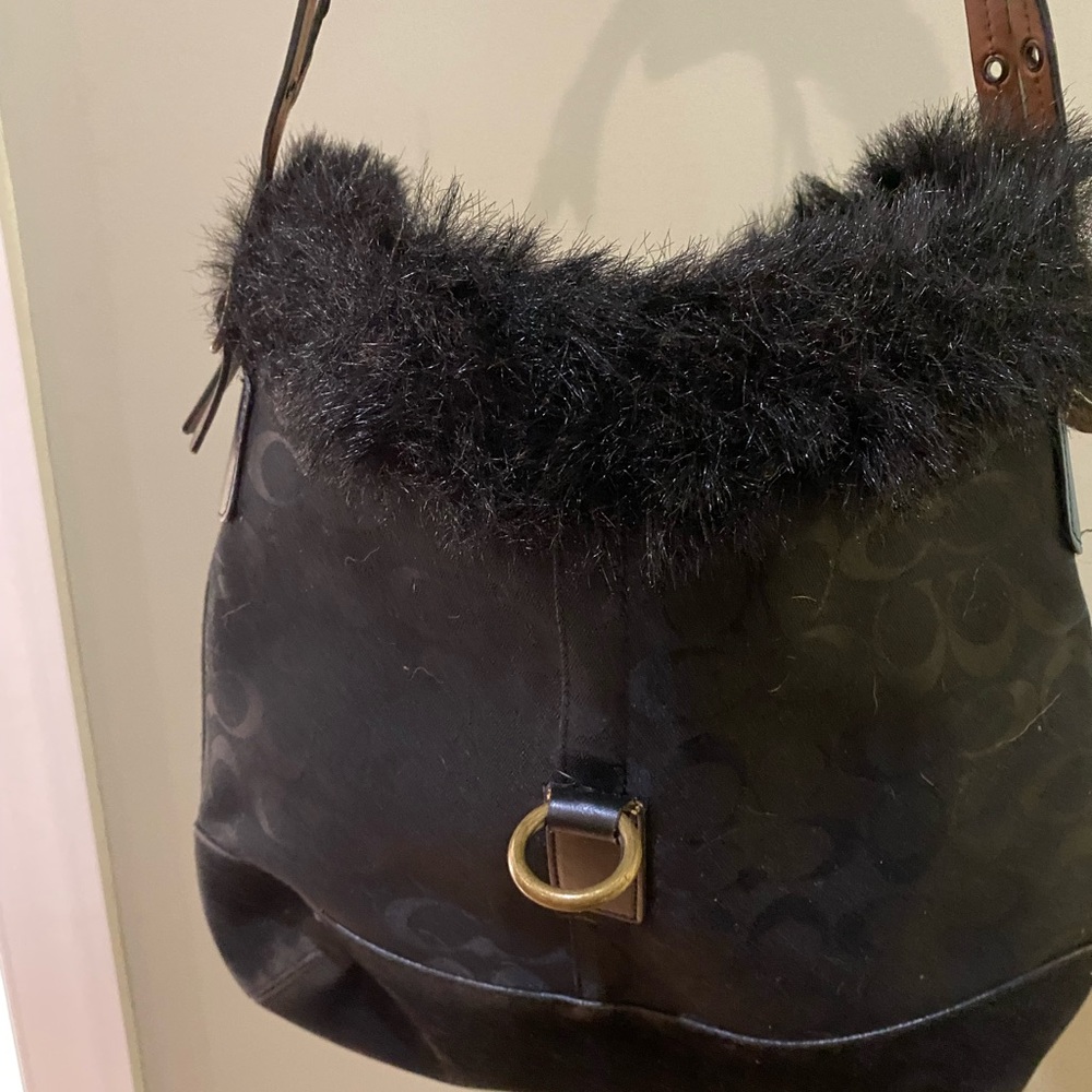 Fuzzy furry Coach bag black